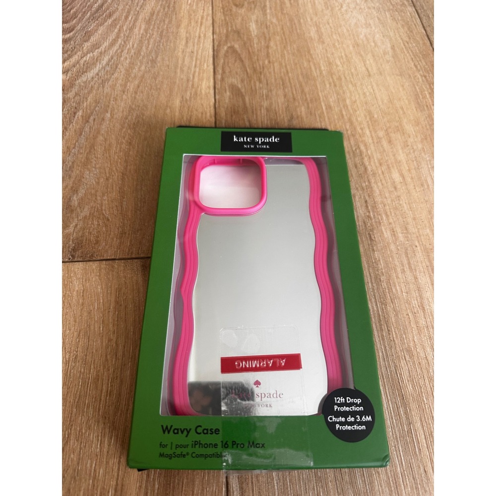 Kate Spade iPhone 16 Pro Max Wavy Case Pink Mirror MagSafe Compatible New